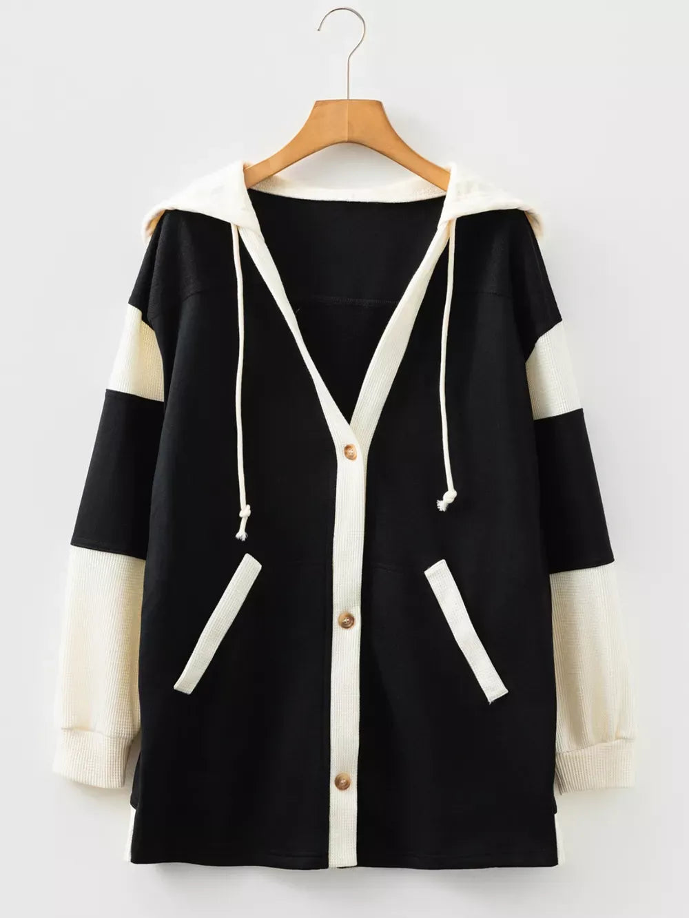 Button-Down Color Block Hoodie for Men & Women – Stylish, Comfortable Layering Piece for All Seasons