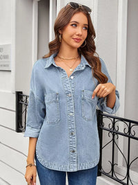 Vintage Wash Button-Down Denim Jacket for Women – Classic Style, Relaxed Fit, Versatile Outerwear