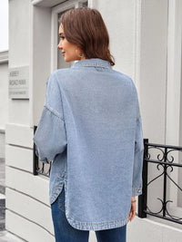 Vintage Wash Button-Down Denim Jacket for Women – Classic Style, Relaxed Fit, Versatile Outerwear