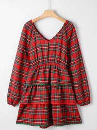 Plaid Print Ricrac Tiered Bubble Sleeve Mini Dress – Trendy, Flattering, and Stylish for Casual and Special Occasions