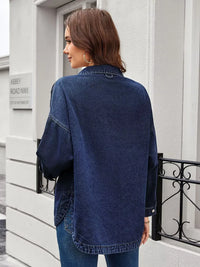 Vintage Wash Button-Down Denim Jacket for Women – Classic Style, Relaxed Fit, Versatile Outerwear