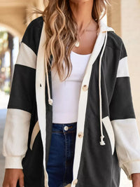 Button-Down Color Block Hoodie for Men & Women – Stylish, Comfortable Layering Piece for All Seasons