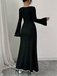 Square Neck Flare Sleeve Maxi Dress for Women – Elegant, Flattering Fit for Special Occasions